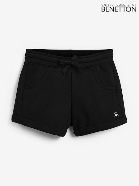أسود - Benetton Girls 100% Cotton Jersey Shorts (M04897) | ‏76 د.إ.‏