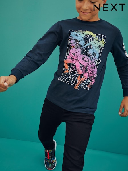 Navy Blue Marvel Long Sleeve T-Shirt (3-16yrs) (M04929) | €7.50 - €10