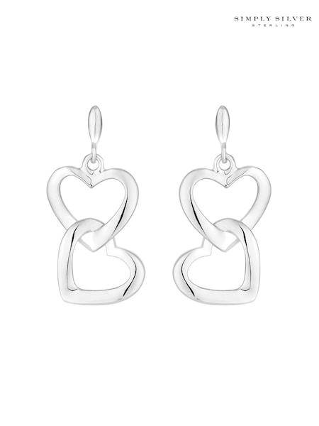 Simply Silver Silver Tone Polished Open Double Drop Heart Earrings (M05340) | € 39