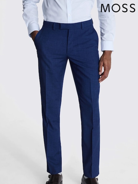 MOSS Blue Slim Fit Slub Suit Trousers (M05618) | LEI 418 - LEI 521