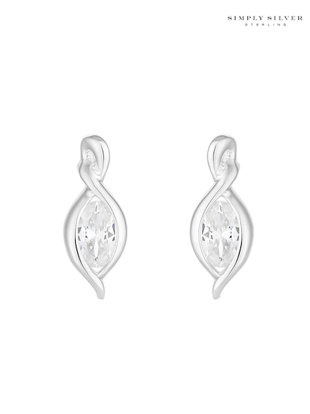 Simply Silver Silver Tone Cubic Zirconia Navette Earrings (M05698) | €23