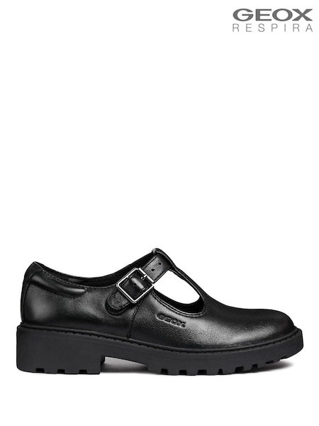 Black - Geox Casey G. E Buckle School Shoes
