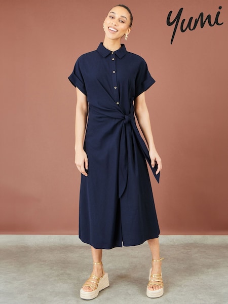 Asul - Yumi Wrap Tie Midi Shirt Dress