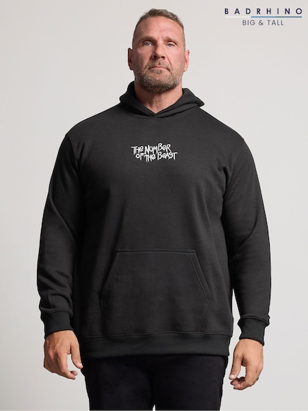 Black - Regular Badrhino Big & Tall Iron Maiden Graphic Hoodie
