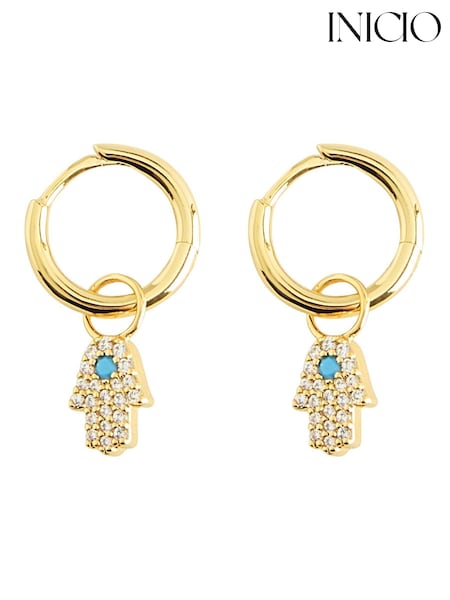 Inicio Gold Hamsa Hand Huggie Hoop Earrings (M06920) | €21.50
