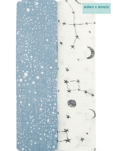 Aden + Anais Blue Essentials Cosmic Galaxy Silky Soft Blankets 2 Pack (M06957) | 41 zł