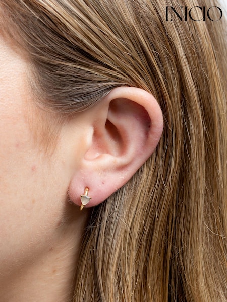 Inicio Gold Tone Quartz Hoop Earrings (M06978) | €11