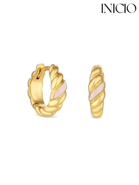 Inicio Gold Tone Opal Hoop Earrings (M07136) | €13