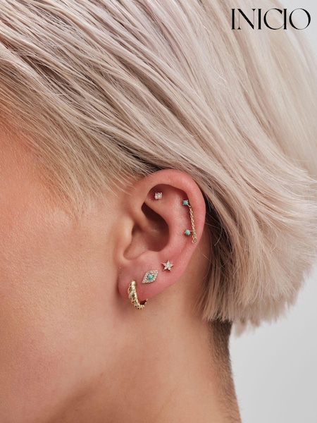Inicio Cubic Zirconia Oval Hoop Earrings (M07330) | kr378