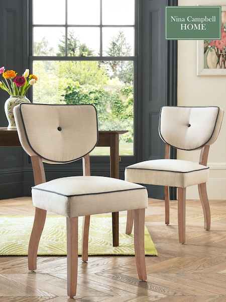 Nina Campbell Set of 2 Natural Ashburn Oak Effect Leg Dining Chairs (M07430) | €377