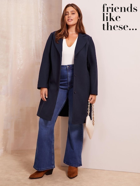Friends Like These Navy Blue Curve Longline Tailored Smart Coat (M07853) | €41