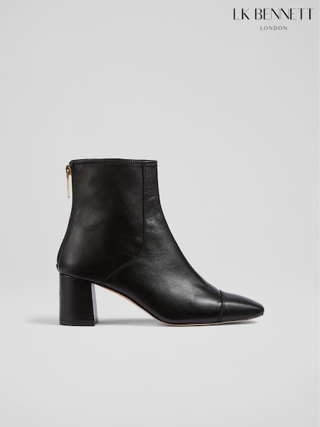 LK Bennett Black Stitch Block Heel Maxine Ankle Boots (M07965) | €231
