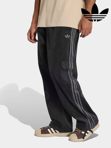 Μαύρο - Regular Adidas Originals Adicolor Cord Cargo Trousers