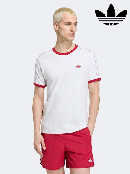 White - Regular Adidas Originals Drop Needle 3-stripes T-shirt
