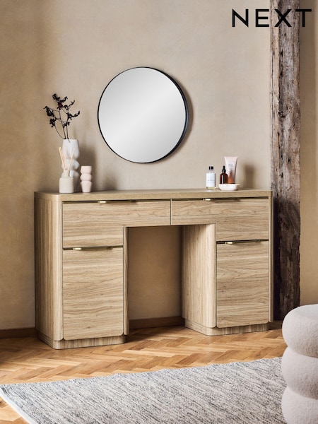 Mid Natural Arlo Effect Pedestal Dressing Table (M08759) | €675