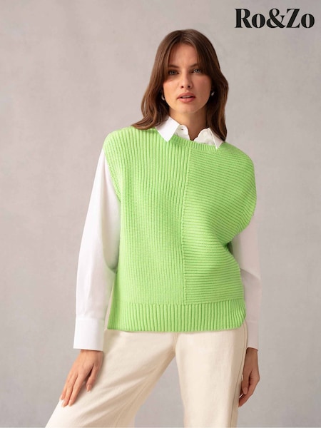 Ro&Zo Oversized Green Knit Tank Top (M08769) | 283 LEI