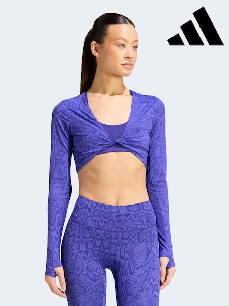 Purple - Adidas Primelift Workout Snake Twist Reversible Long Sleeve T-shirt