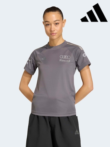 Grey - Adidas Audi Revolut F1 Team Short Sleeve Driver Replica Jersey
