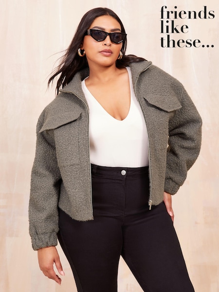 Friends Like These Grey Curve Textured Zip Up Jacket (M09349) | €37