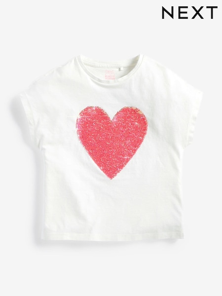 Bež bela/roza - Short Sleeve Sequin T-Shirt (3-16yrs) (M09698) | € 8 - € 12