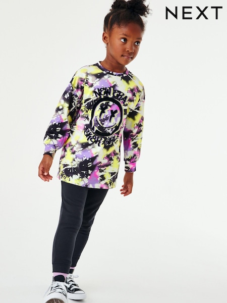 Green/Purple Happy Face Tie Dye Top (3-16yrs) (M09713) | €11 - €16