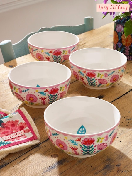 Lucy Tiffney Set of 4 Floral Cereal Bowls (M09717) | €40