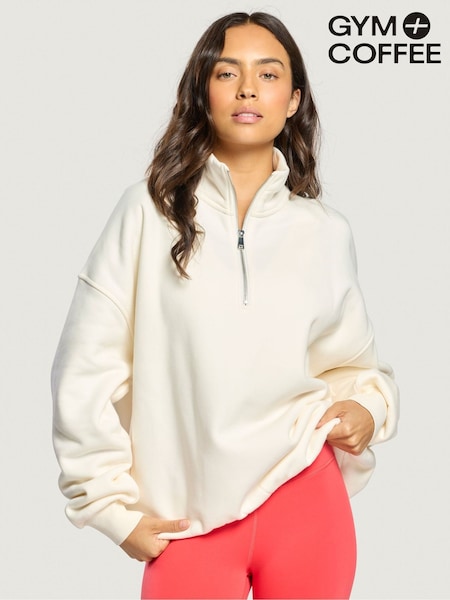 Cream - Gym + Coffee Sierra Half Zip Sweatshirt