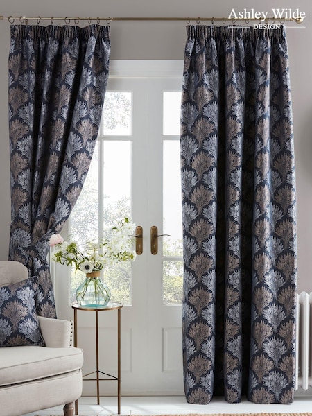 Ashley Wilde Blue Kimpton Blackout Pencil Pleat Curtains (M12425) | €147 - €260