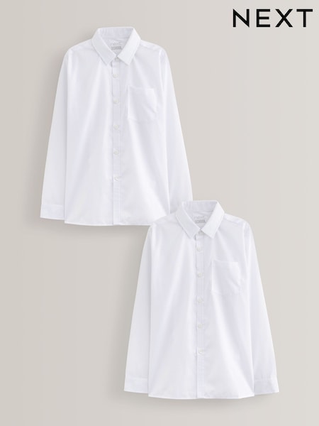 Alb - Easy Fastening Long Sleeve School Shirts 2 Pack (3-12yrs) (M13602) | 74 LEI - 119 LEI