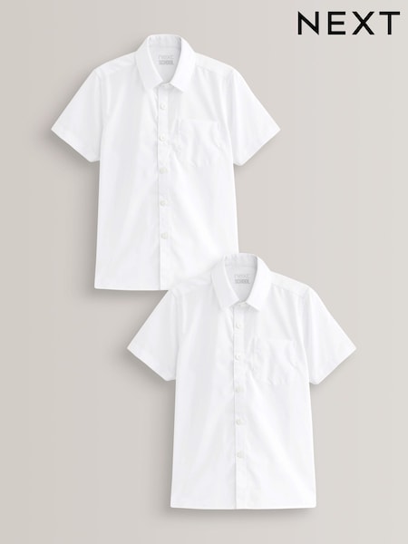White Easy Fastening Short Sleeve School Shirts 2 Pack (3-16yrs) (M13603) | €13 - €21