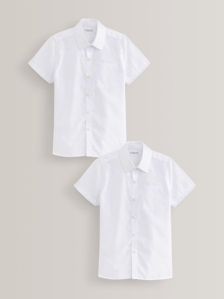 White Slim Fit 2 Pack Short Sleeve School Shirts (3-17yrs) (M13610) | €11 - €23
