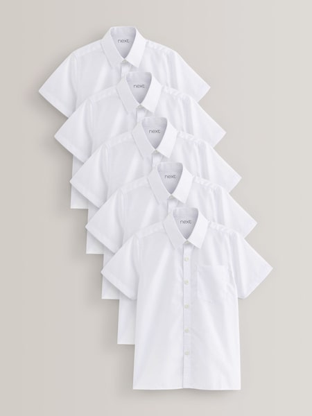 White Regular Fit 5 Pack Short Sleeve School Shirts (3-17yrs) (M13622) | €28 - €51