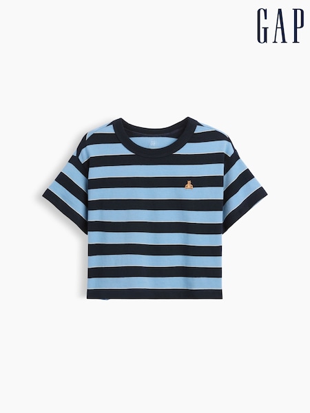 Blauw gestreept - Gap Oversized Boxy Short Sleeve T-shirt (6mths-5yrs)