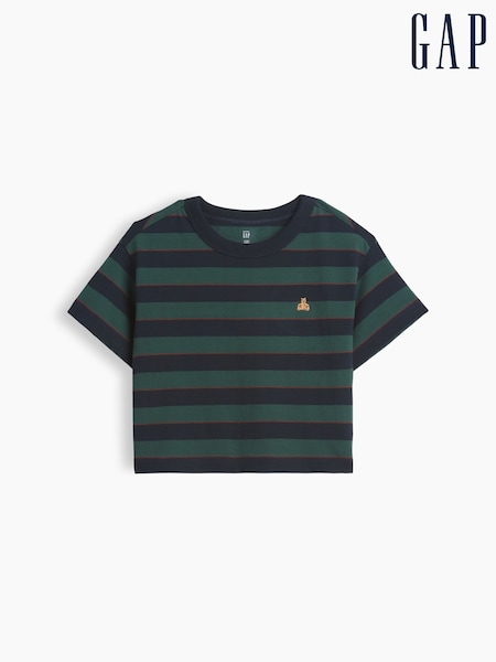 Groen/marineblauw gestreept - Gap Oversized Boxy Short Sleeve T-shirt (6mths-5yrs)