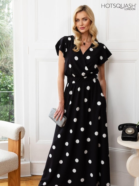 HotSquash Black Chiffon Wrap Top Maxi Dress (M15989) | €184