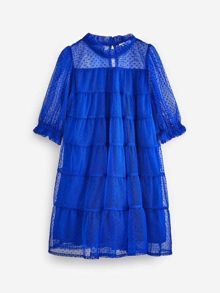 Cobalt Blue Tiered Mesh Dress (3-16yrs) (M16175) | € 18 - € 23