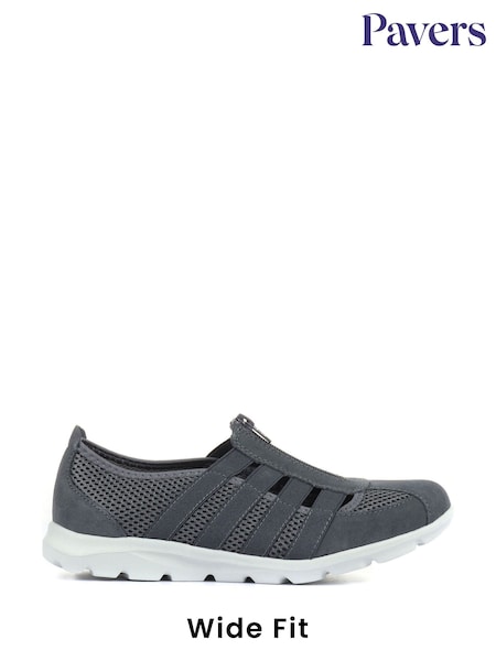 Pavers Grey Ladies Wide Fit Casual Slip-On Shoes (M18842) | ₪176