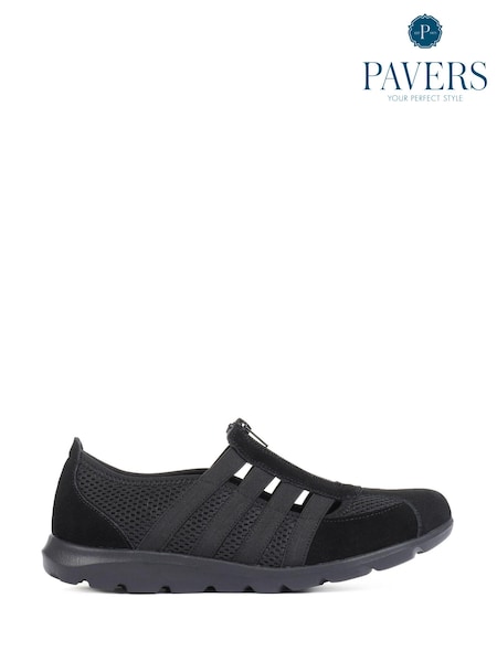 črna - Pavers Ladies Wide Fit Casual Slip-On Shoes (M18843) | € 46