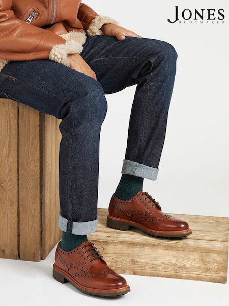 Maro dark - Pantofi Brogue din piele cu Maro și talpă Goodyear Jones Bootmaker Bushwick (M19494) | 573 LEI