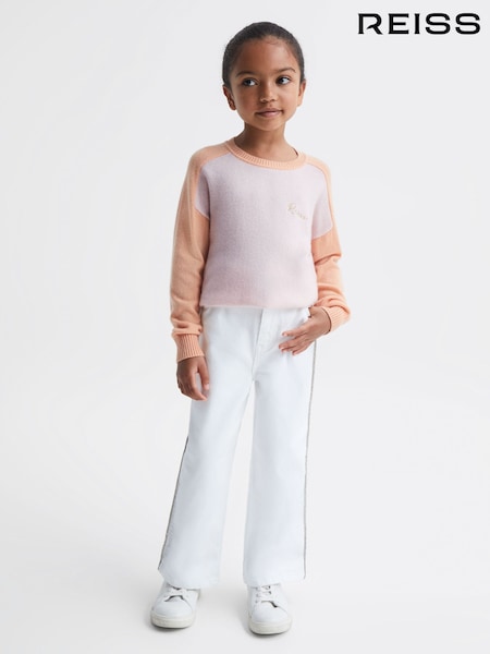 Reiss Pink/Orange Audrey 9-12 yrs Colourblock Crew Neck Jumper (M21082) | €45