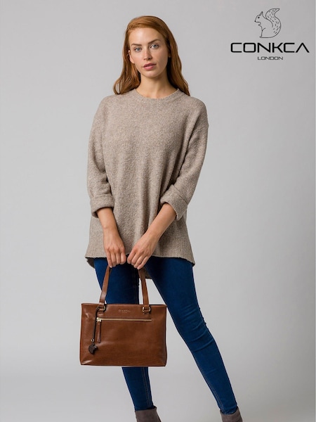 Conker marrom - Conkca Alice Leather Handbag (M21130) | R$ 585