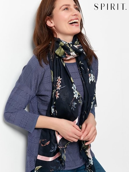 Spirit Blue Textured Scarf Top (M22513) | €13