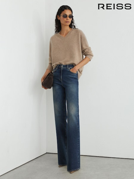 Mid Blue - Reiss Andi High-rise Bootcut Jeans