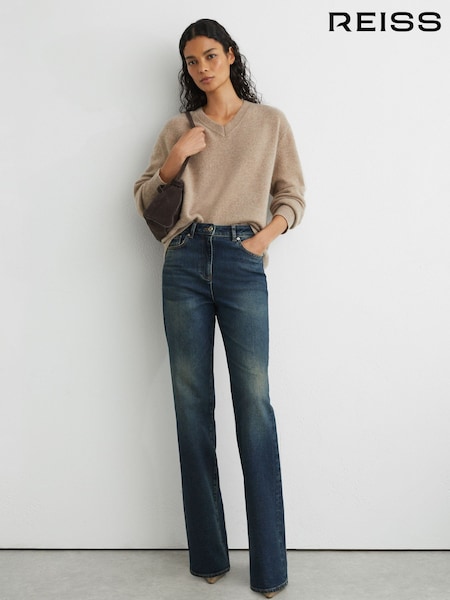 Mid Blue - Reiss Andi High-rise Bootcut Jeans