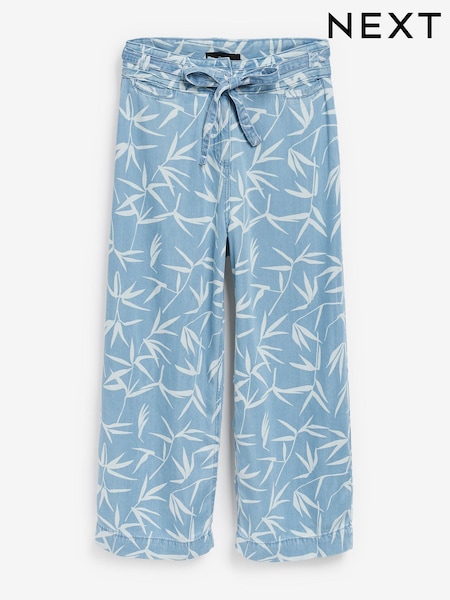 Bleach Blue Palm Print Lyocell Culottes (M23144) | €12