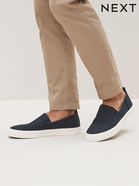 Navy Blue Slip-On Canvas Shoes (M23547) | €18.50