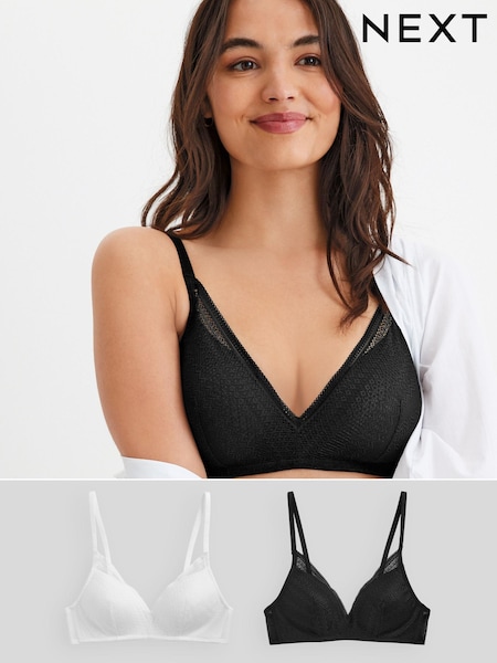 Black/White Light Pad Non Wire Lace Bras 2 Pack (M23572) | €18