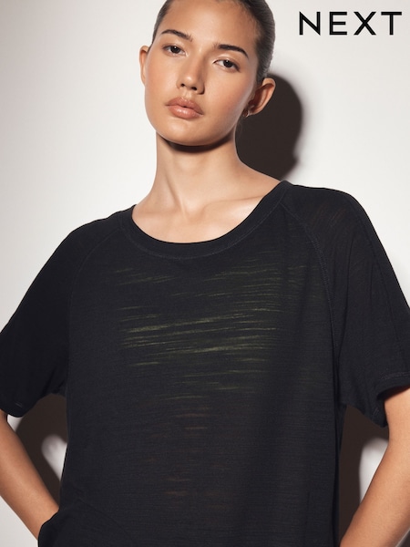 Black - Active Crew Neck Lightweight Short Sleeve T-shirt