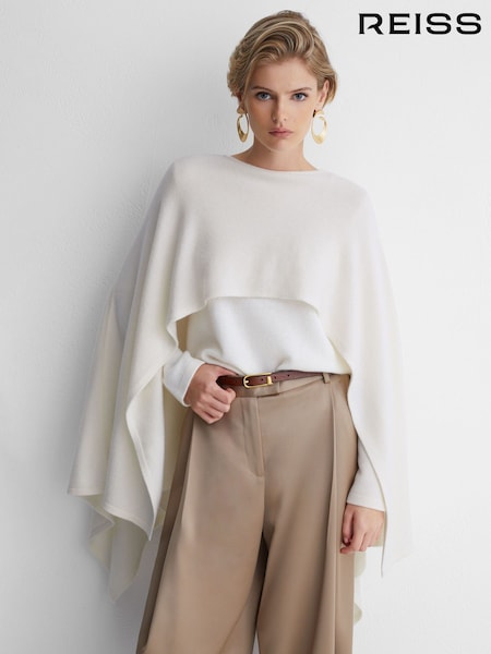 Elfenbein - Atelier Wool-cashmere Cape Knit Jumper