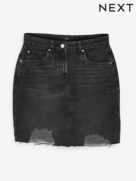 Schwarz - Ripped Denim Mini Skirt (M24332) | 10 €